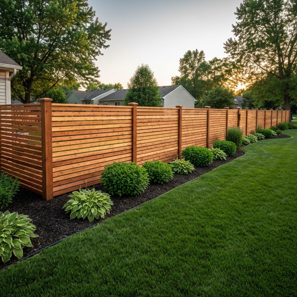 A custom cedar privacy fence in a Kansas City backyard
